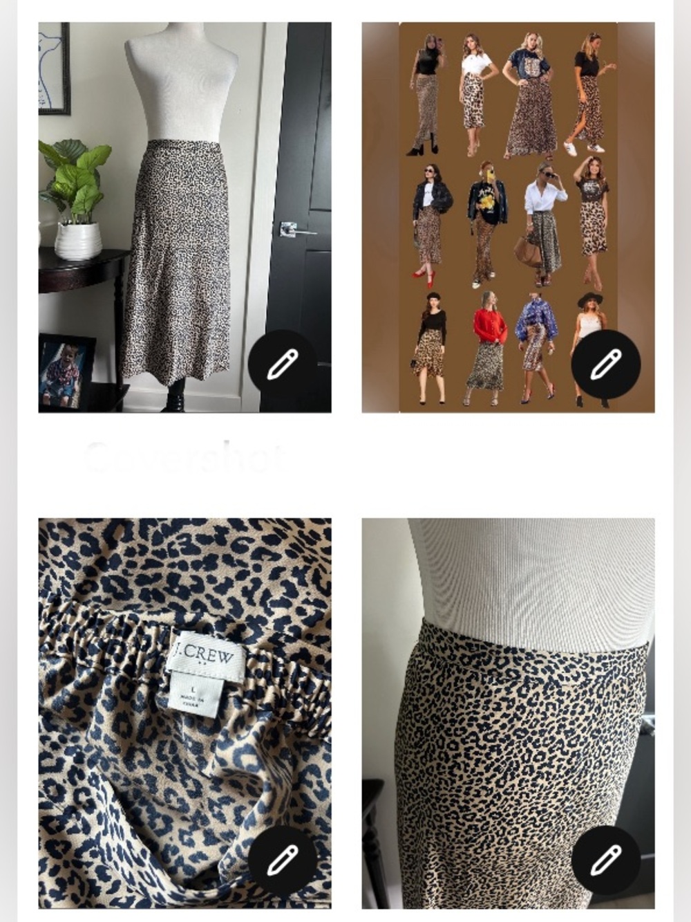 J. Crew L 2020 collection Leopard-Print Midi Skirt in Beige and Black